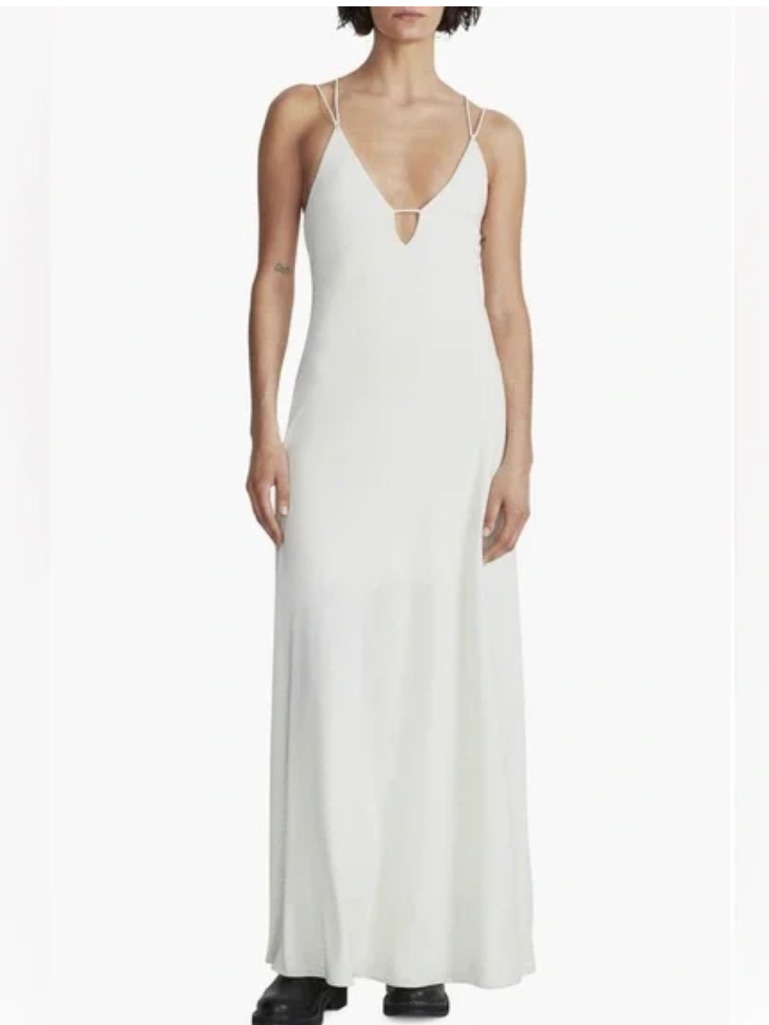 Rag & Bone Christy Cutout Modal-Blend Jersey Maxi Dress In Bone Nwt Size Xs